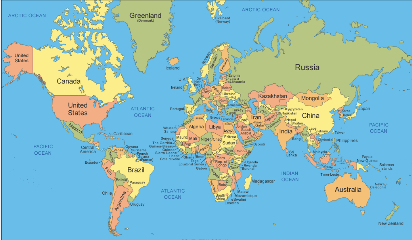 World map showing Yunxi country coverage